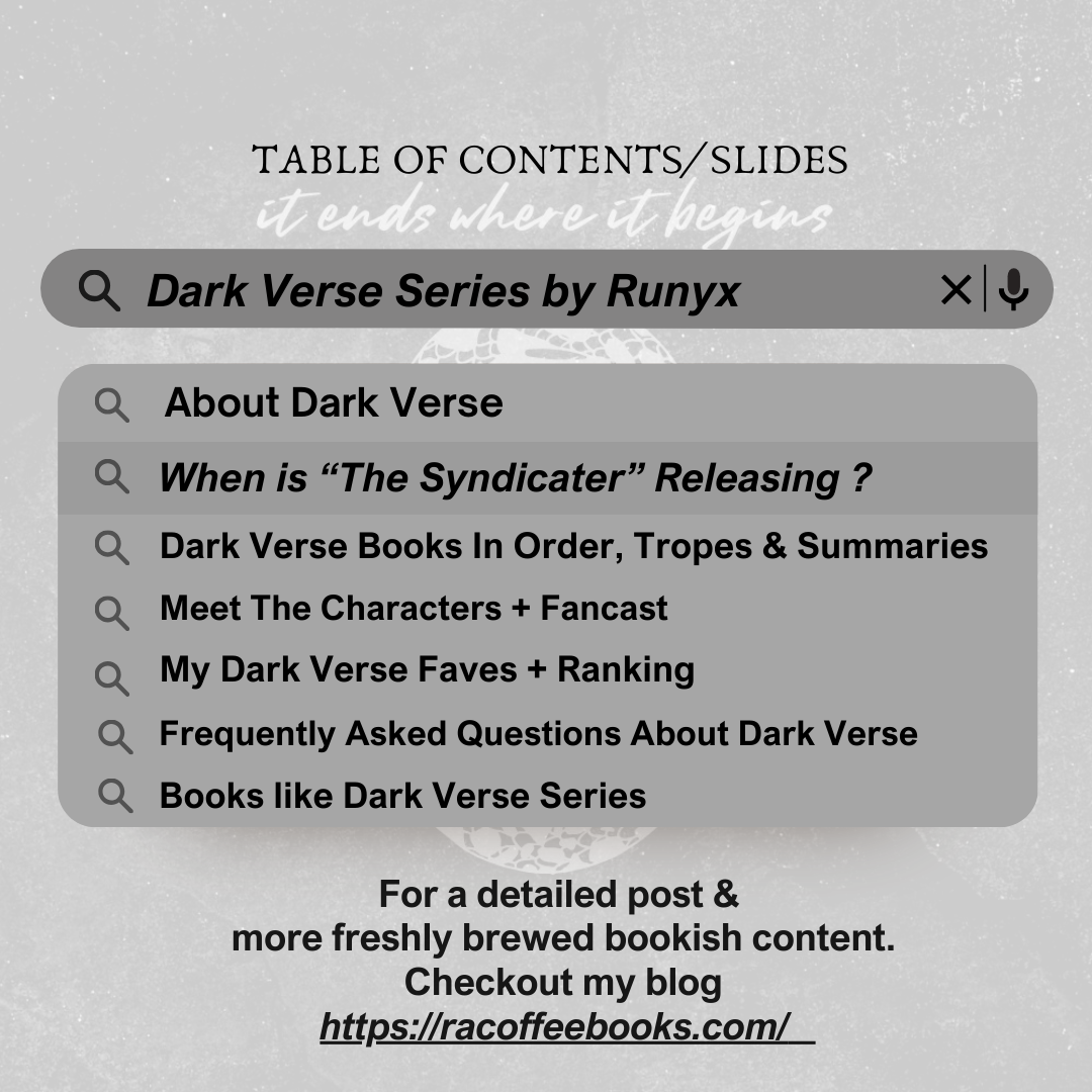 Dark Verse Series By Runyx Book Series Guide