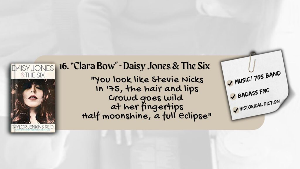 16. "Clara Bow" - Daisy Jones & The Six by Taylor Jenkins Reid